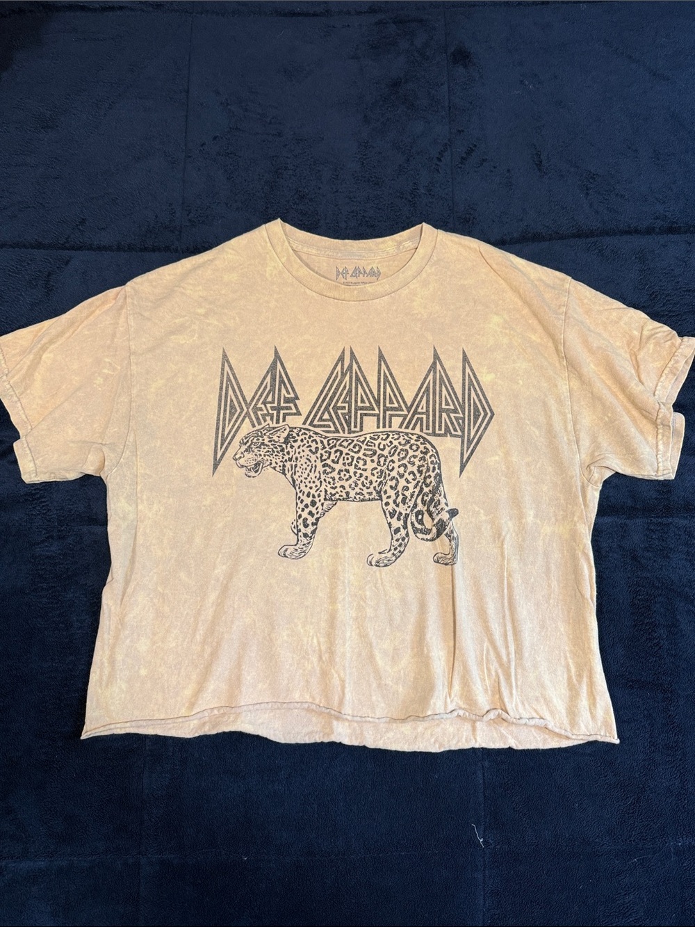 Def Leppard Beige Cropped Graphic Tee - Women's Crop Top